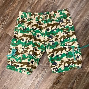 Pink dolphin green camo shorts
